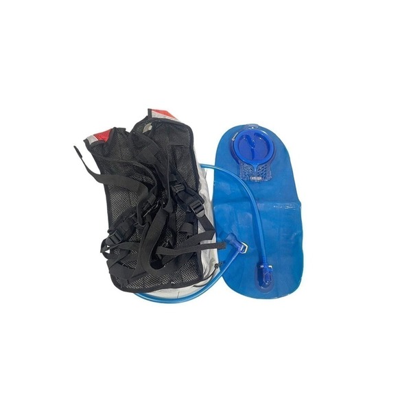 Coleman Max Mens Red Black Mesh Adjustable Strap Backpack Blue Hydration Bladder - Picture 2 of 2